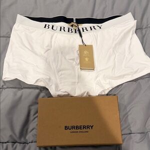 Burberry Men's White Boxer Briefs with Black Waistband